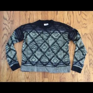 Forever 21 Contemporary Diamond Knit Sweater Black White Blue Brown Women’s XS